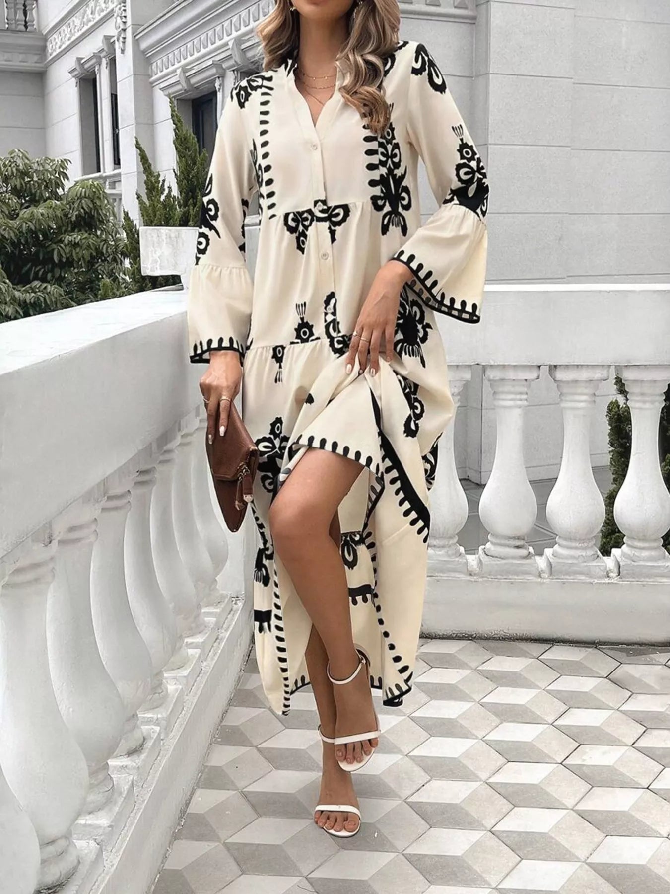 Bohemian Print Tiered Midi Dress - product image 3