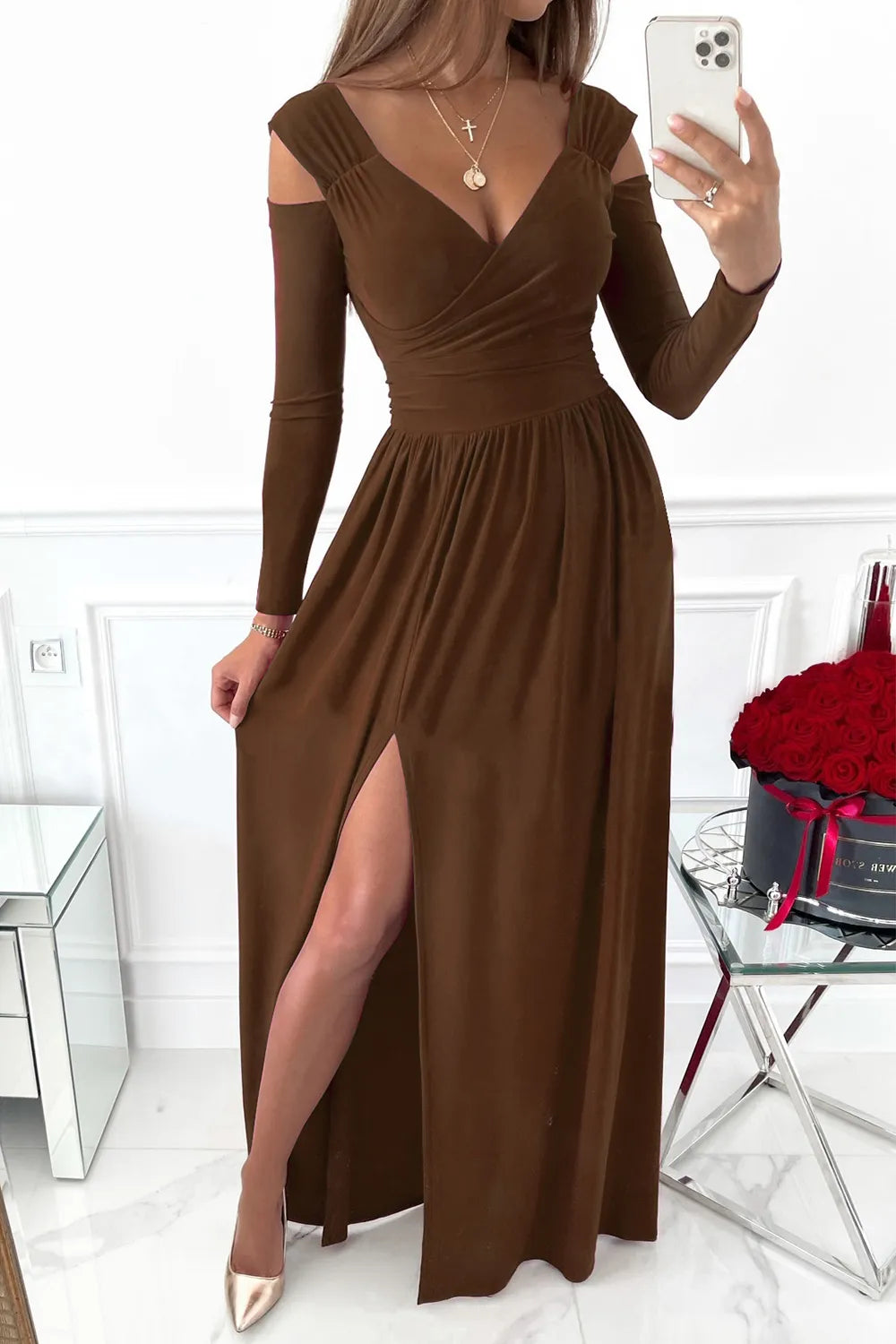Slit Surplice Long Sleeve Maxi Dress - product image 4