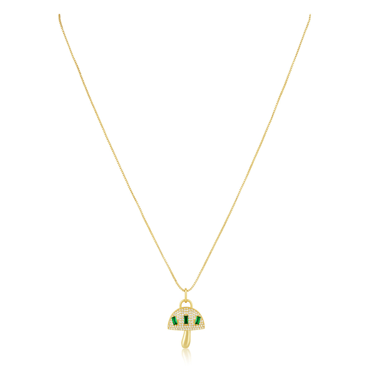 Alice Emerald Mushroom Pendant Necklace