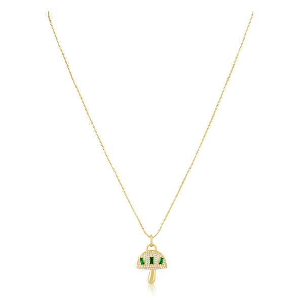Alice Emerald Mushroom Pendant Necklace