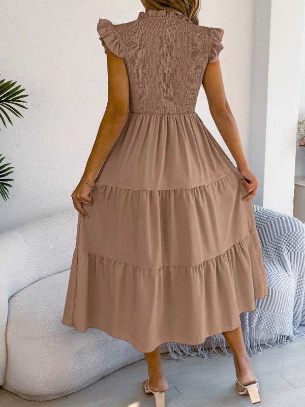 Women's Smocked Ruffle Midi Dress – Casual A-Line Cap Sleeve - product image 10
