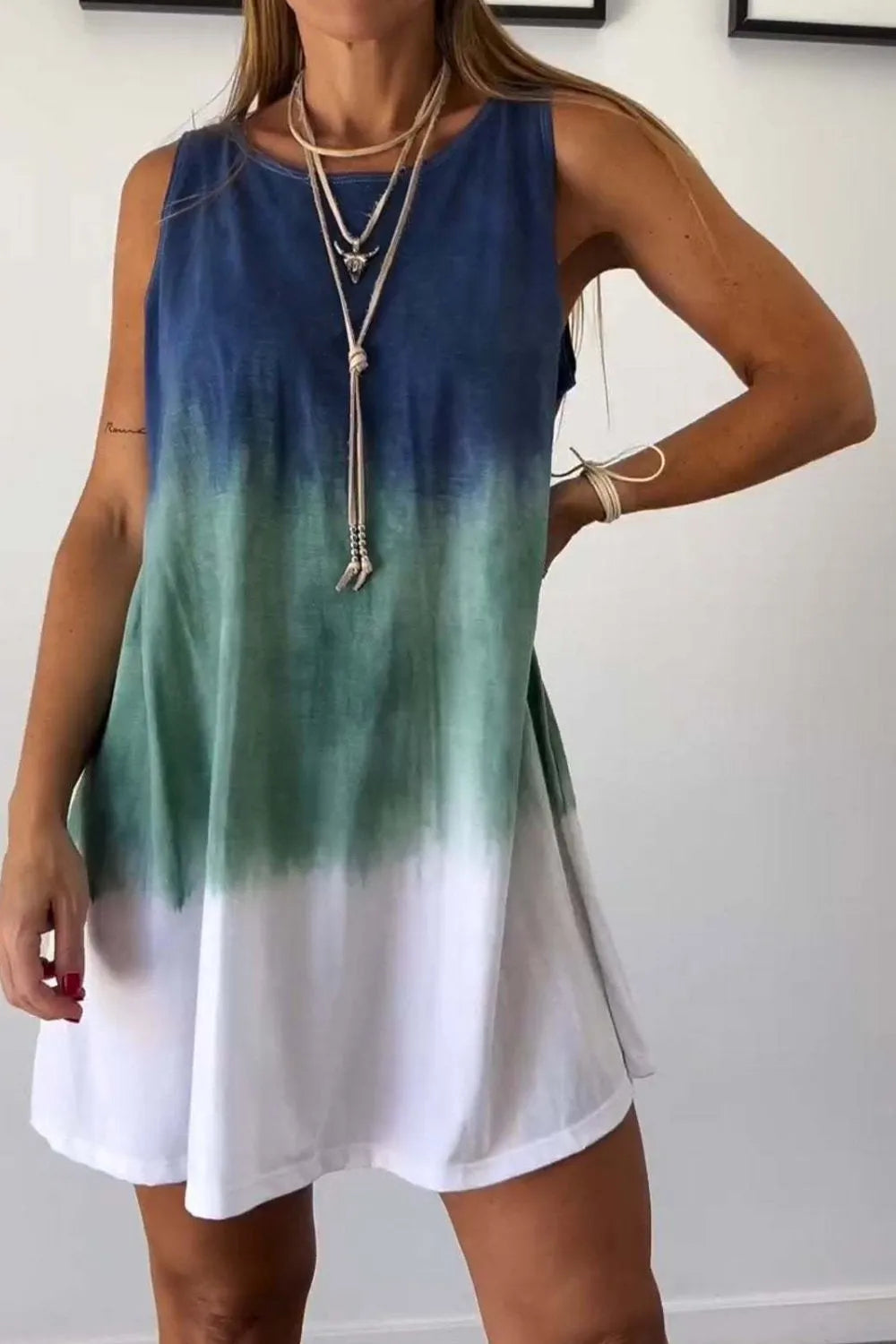 Tie-Dye Sleeveless Mini Tank Dress view 3 - Shopiebay