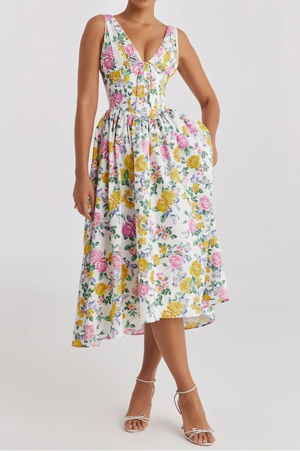 Floral V-Neck Sleeveless Midi Dress with Pockets - product image 2