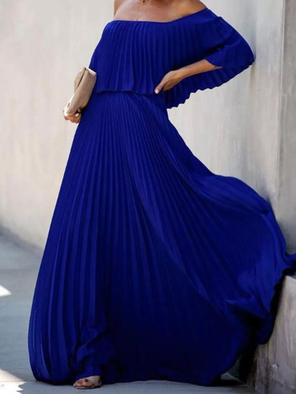Off-Shoulder Pleated Maxi Dress - product image 7