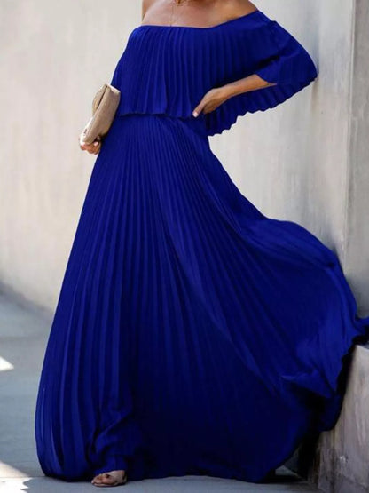 Full Size Off-Shoulder Pleated Maxi Dress Plus Size view 7 - Shopiebay