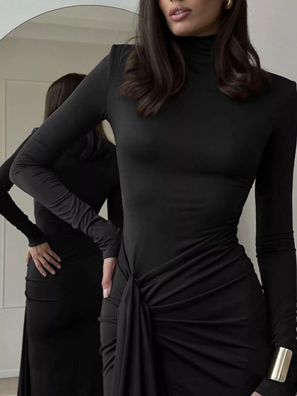 Turtleneck Long Sleeve Slit Maxi Dress - product image 5