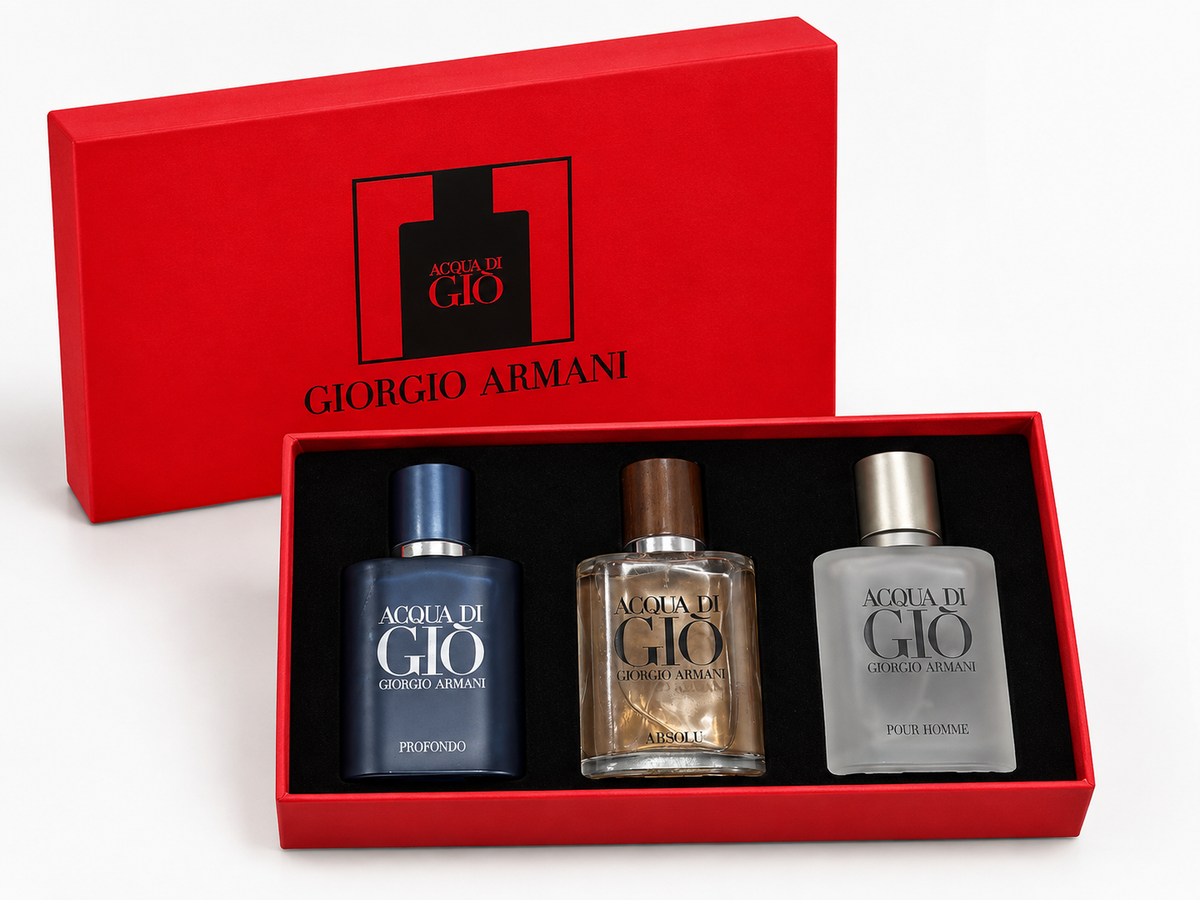 Giorgio Armani Acqua di Giò Men's Fragrance Gift Set | Profondo, Absolu & Pour Homme 3 x 30ml