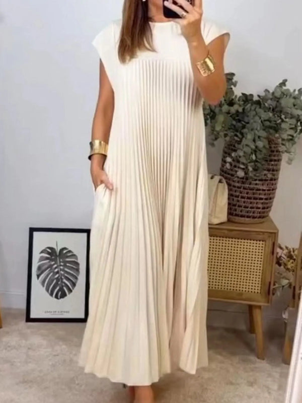 Pleated Round Neck Maxi Dress - product image 2