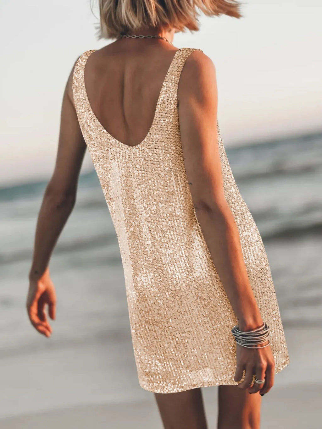 Sequin Scoop Neck Mini Dress - product image 11