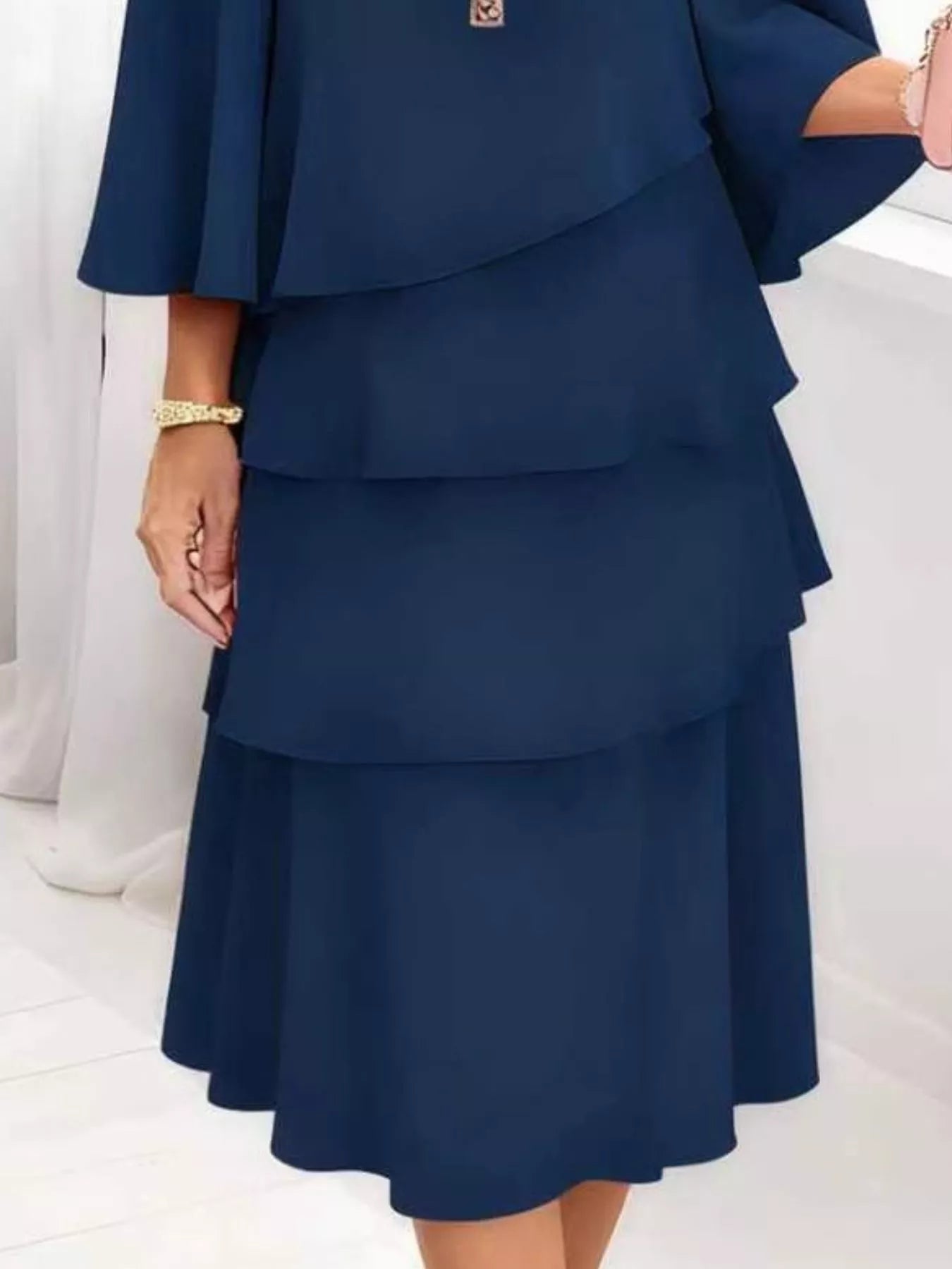 Ruffled Layered 3/4 Sleeve Dress - product image 12