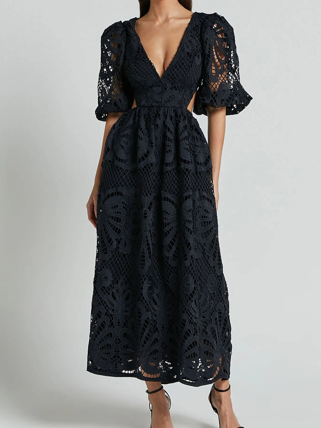Cutout Back Lace Crochet V-Neck Dress - product image 19