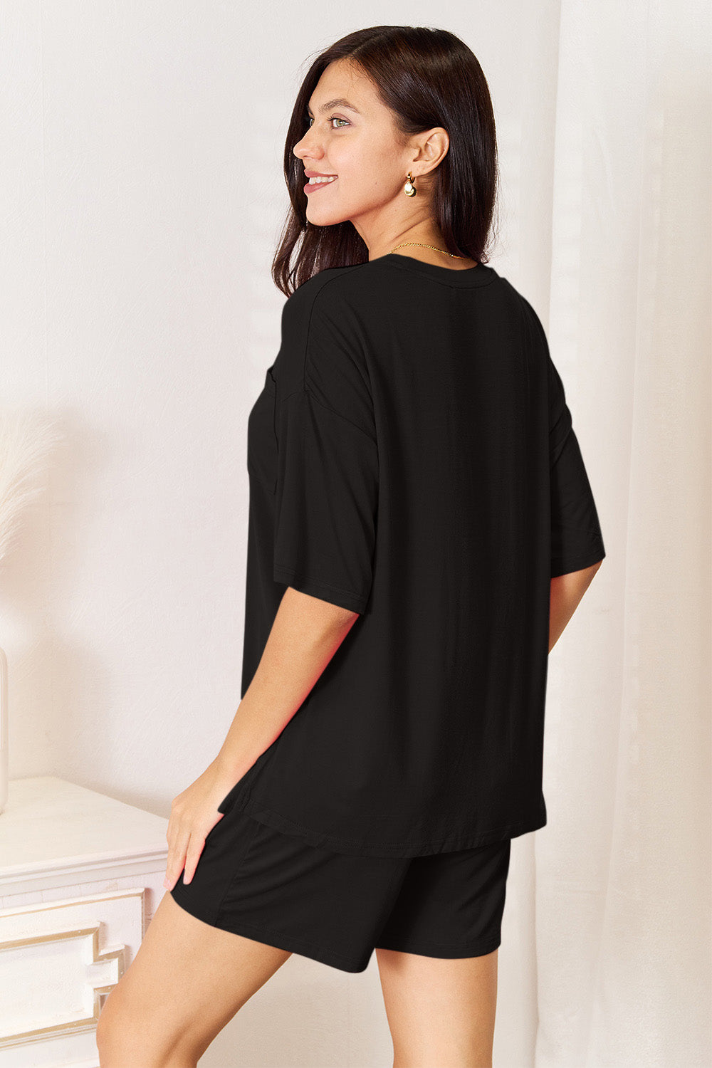 Basic Bae Full Size Soft Rayon Half Sleeve Top and Shorts Set view 6 - Shopiebay
