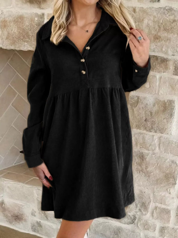 Casual Corduroy Button Detail Mini Dress - product image 4