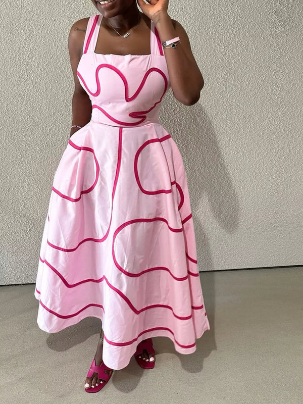 Abstract Print Square Neck Midi Dress - product image 7