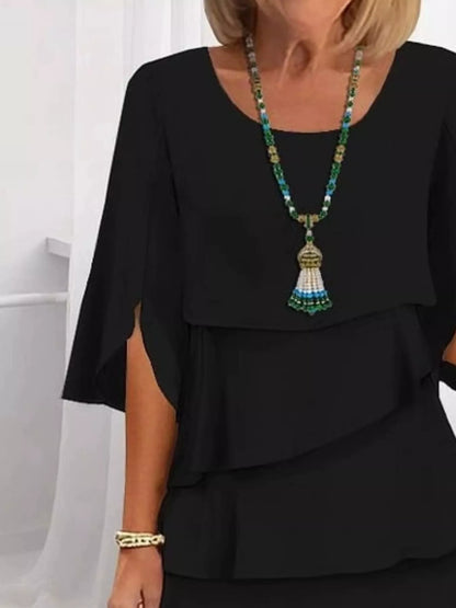 Full Size Ruffled Layered Flutter Sleeve Dress Plus Size view 11 - Shopiebay