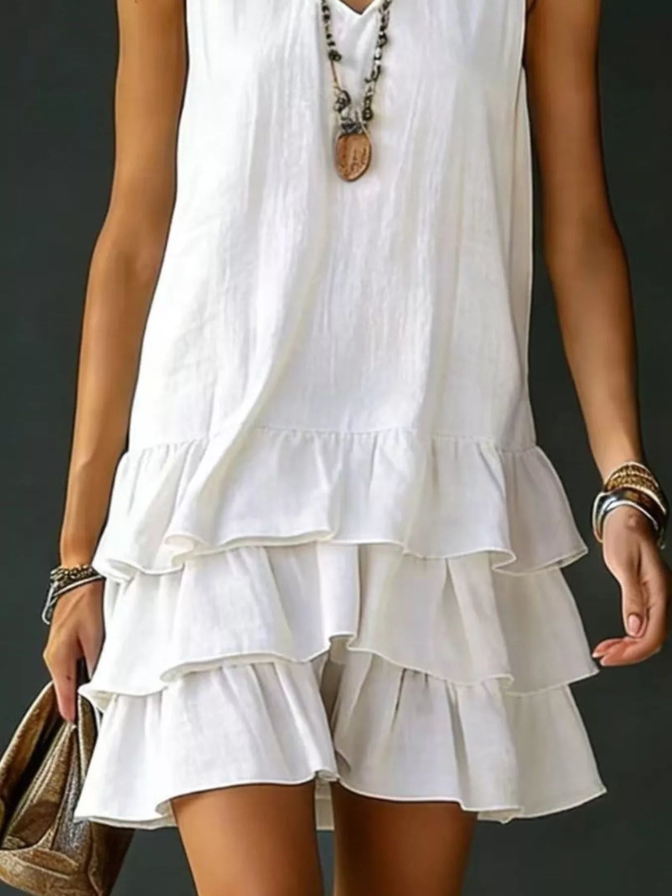 Full Size Ruffled Hem V-Neck Sleeveless Dress Plus Size - product image 18