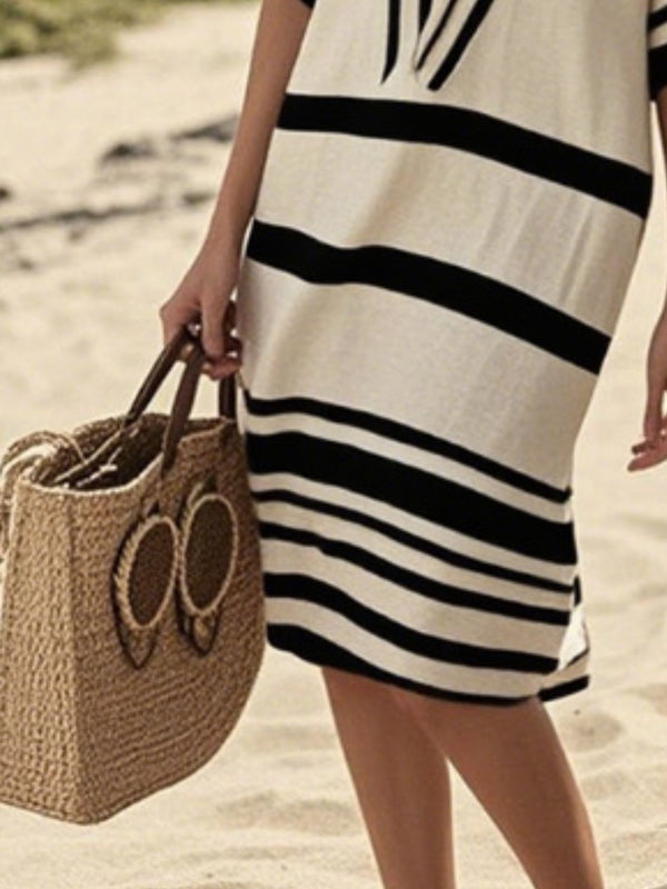 Full Size Striped Half Sleeve Midi Dress Plus Size - product image 15