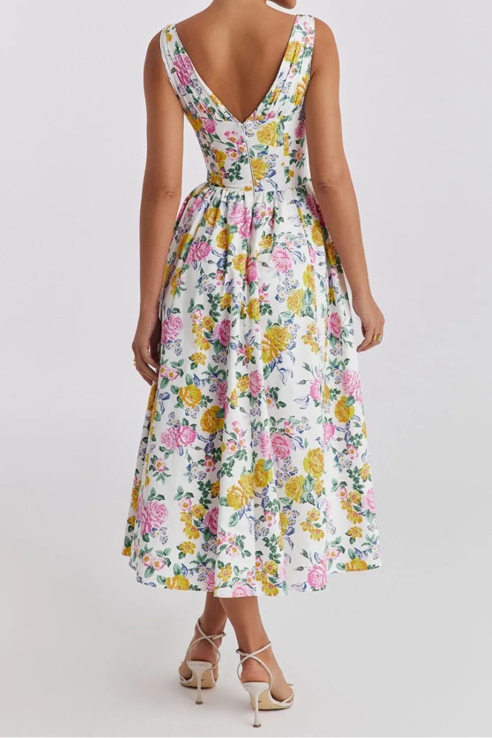 Floral V-Neck Sleeveless Midi Dress with Pockets - product image 4