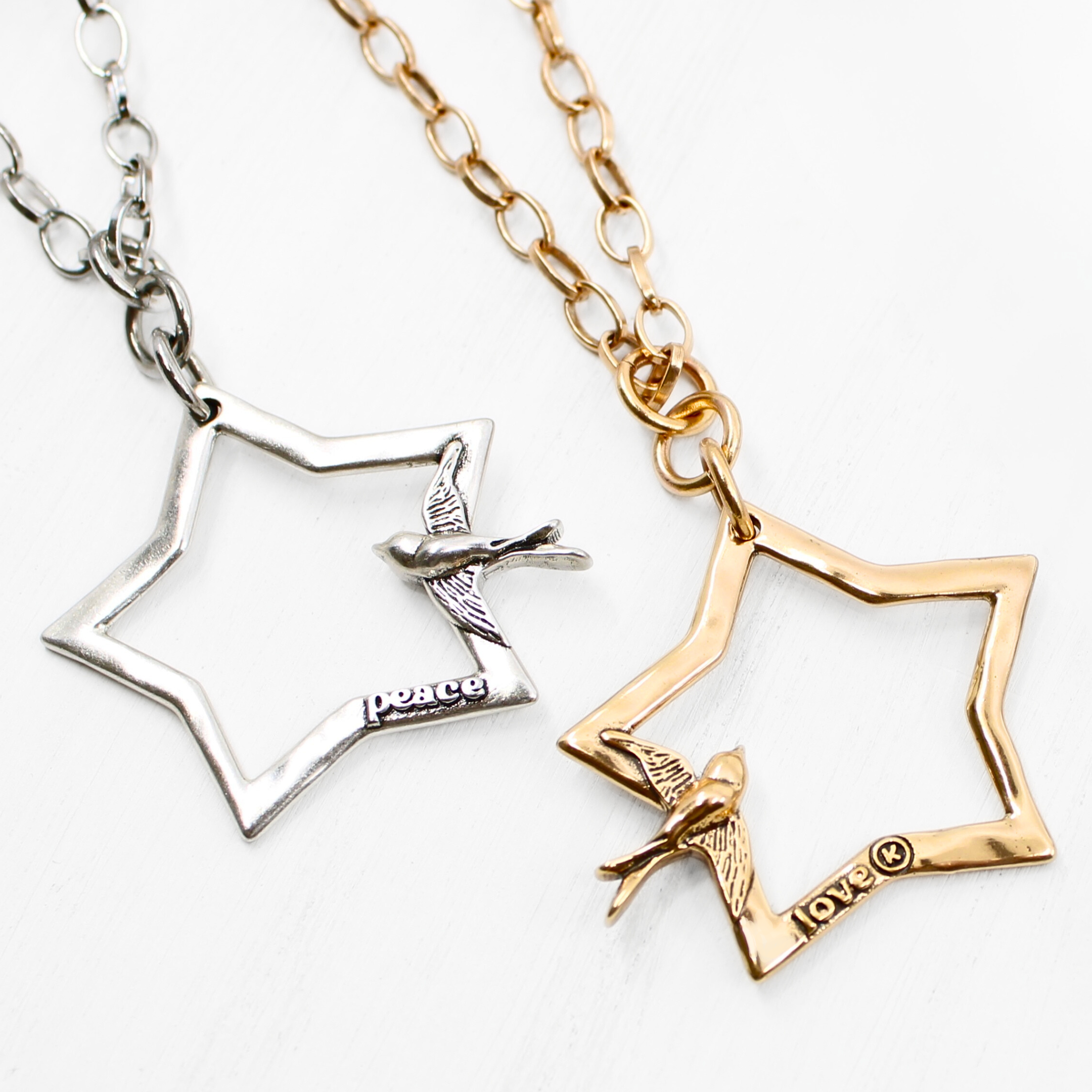 Peace & Love Star and Bird Original Lite Necklace Secondary image