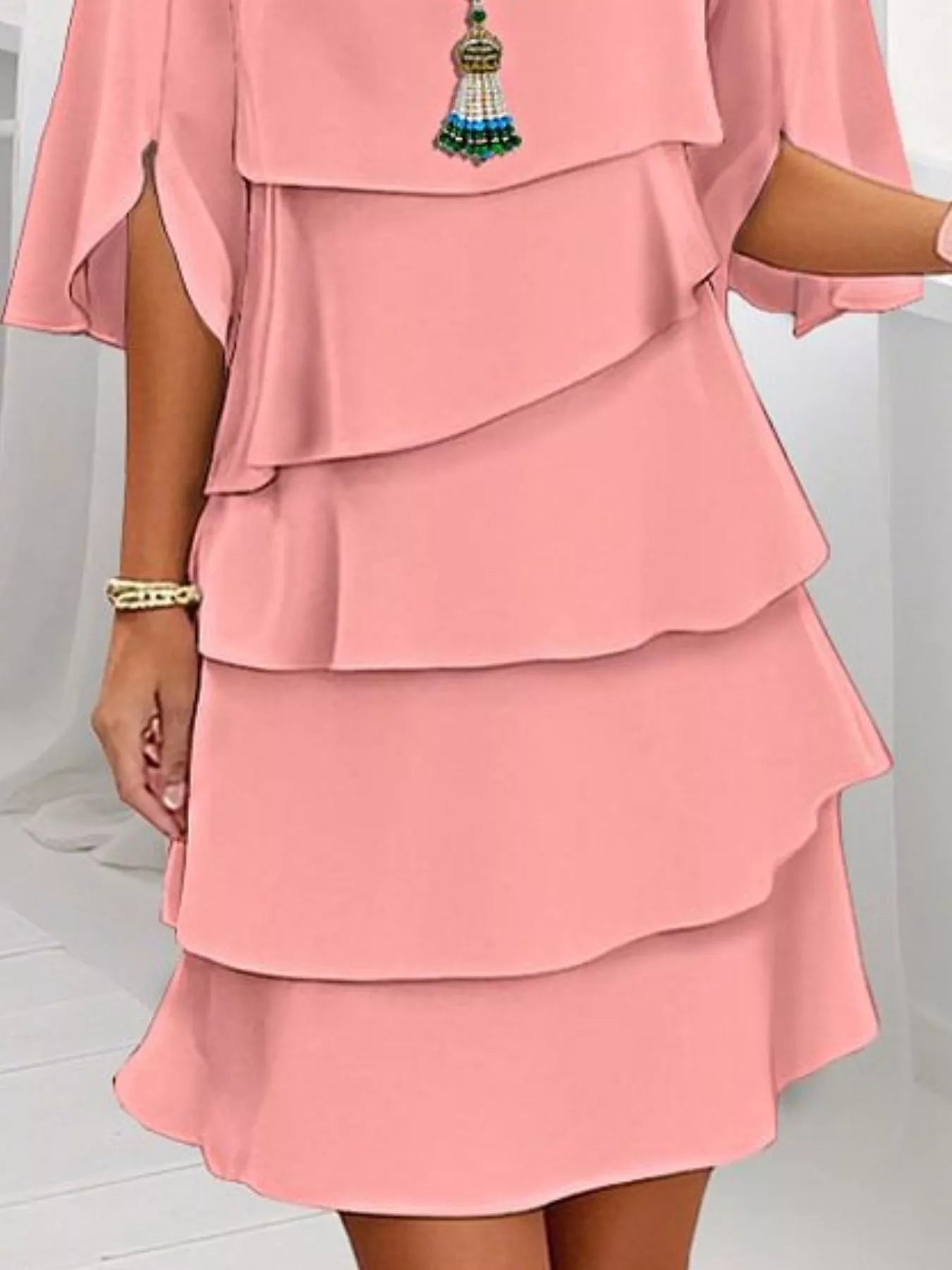 Full Size Ruffled Layered Flutter Sleeve Dress Plus Size view 6 - Shopiebay
