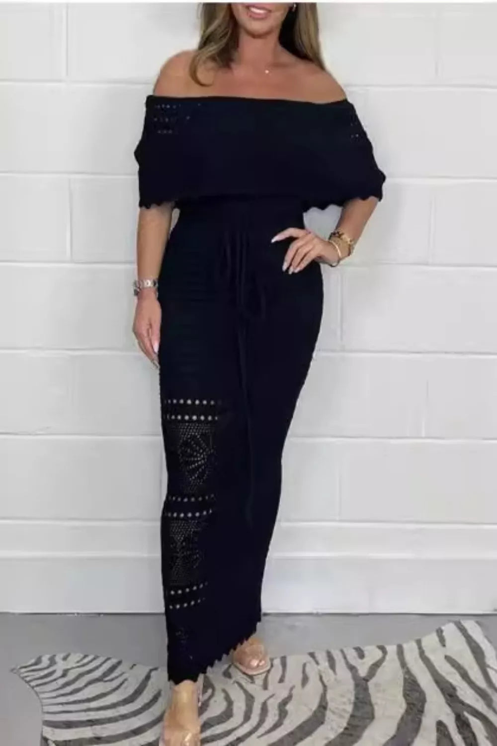 Crochet Off-Shoulder Maxi Dress view 4 - Shopiebay