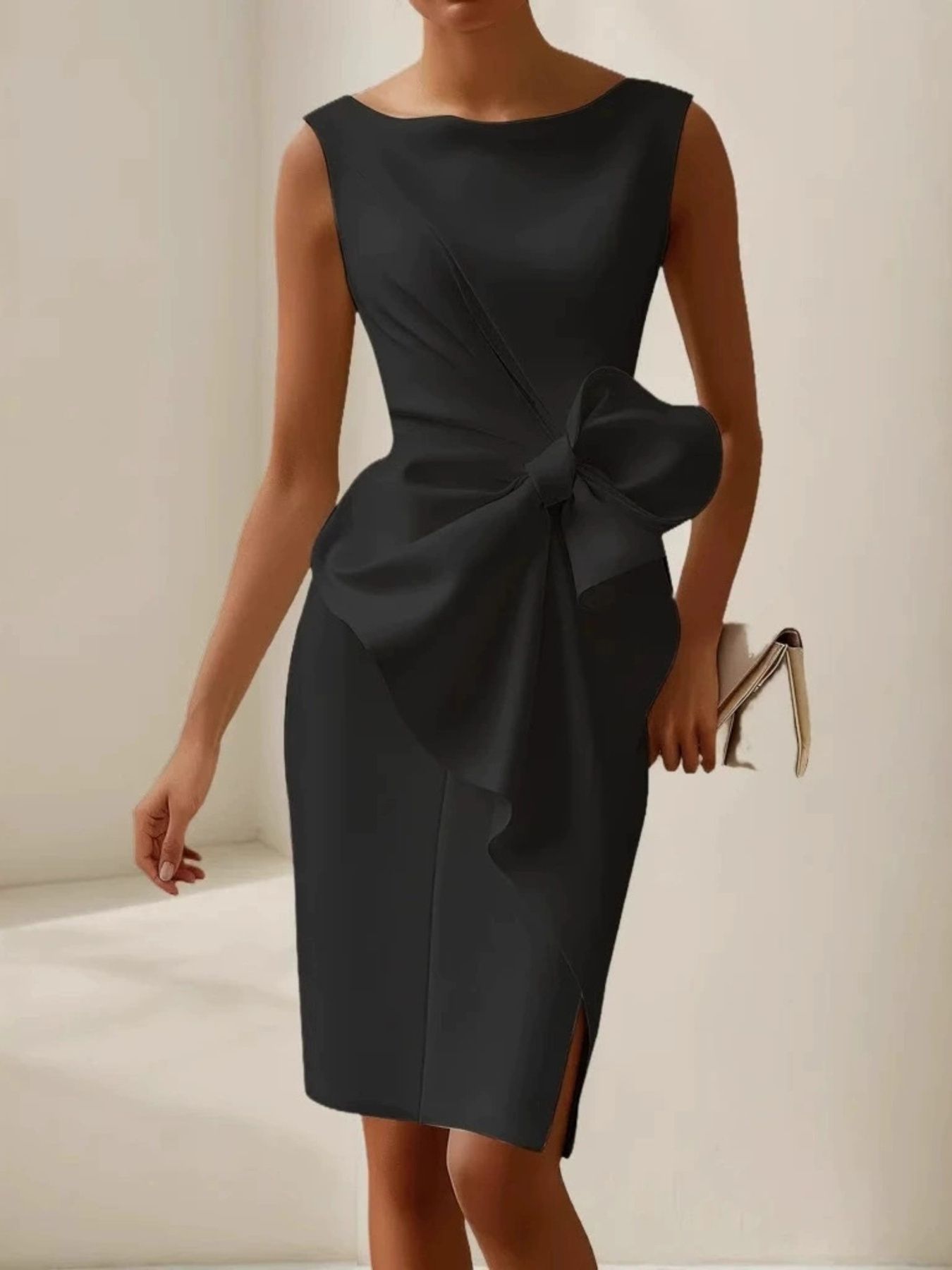 Full Size Bowknot Front Sleeveless Dress Plus Size view 4 - Shopiebay