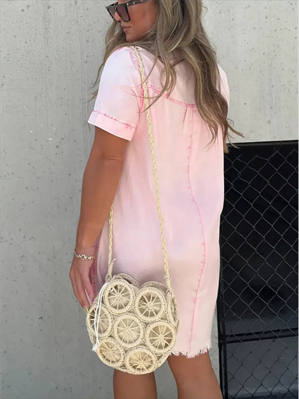 Full Size Raw Hem Short Sleeve Dress Plus Size - product image 4