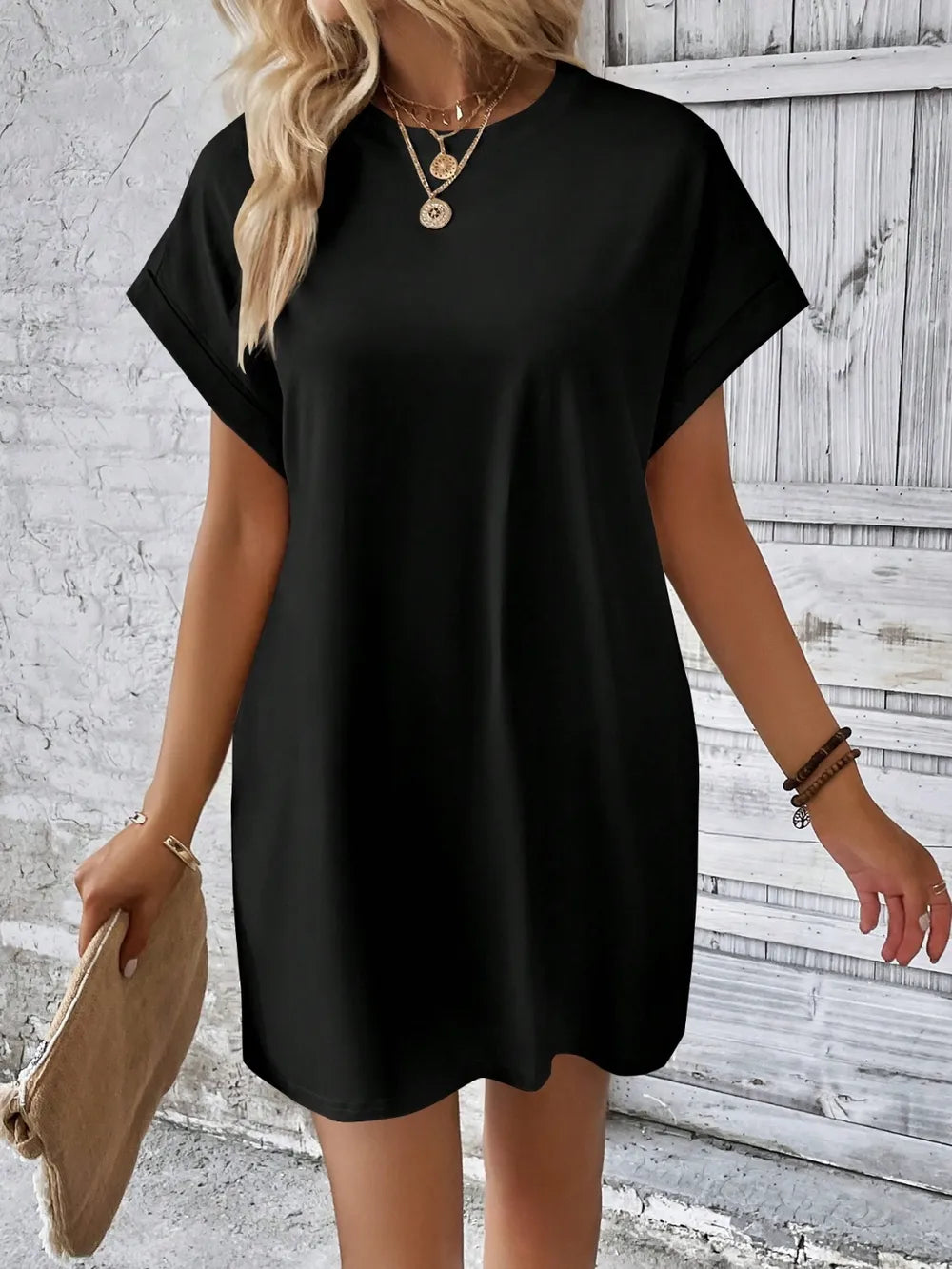 Round Neck Short Sleeve Mini Dress - product image 4