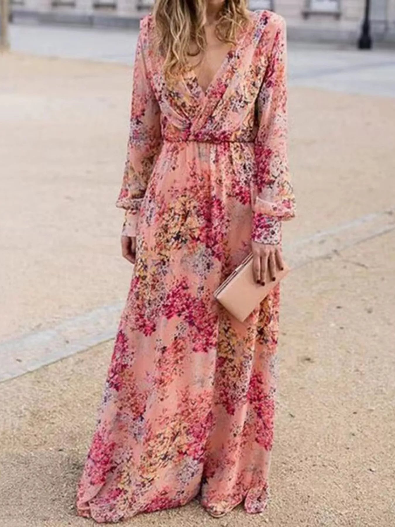 Floral Print Long Sleeve Maxi Dress Main image