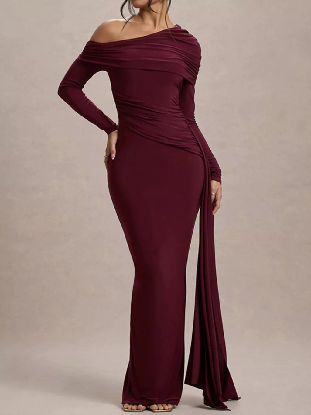 One-Shoulder Ruched Maxi Dress - product image 4