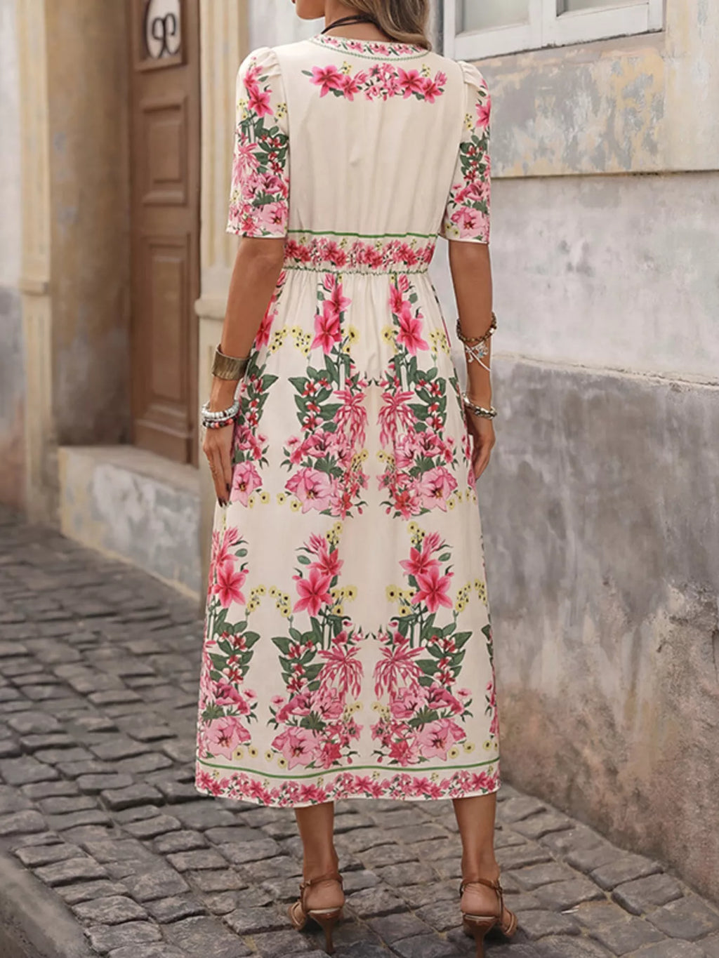 Floral Print V-Neck Midi Dress - product image 5