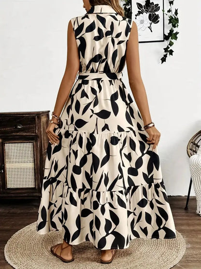 Printed Tie Waist Sleeveless Maxi Dress view 2 - Shopiebay
