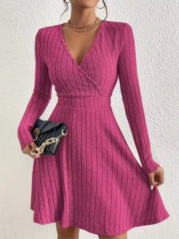 Ribbed Knit Wrap Mini Dress - product image 15