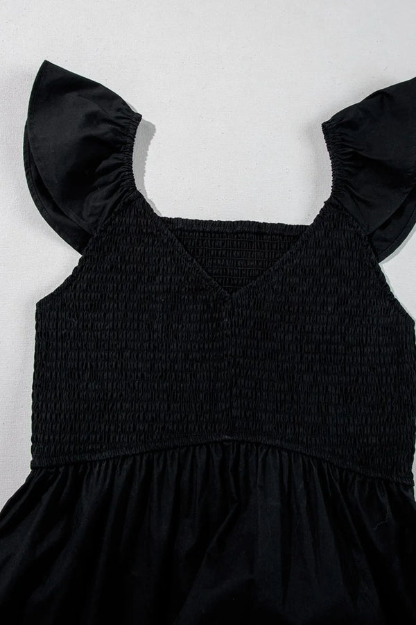 V Neck Ruffled Cap Sleeve Smocked Maxi Dress - product image 4