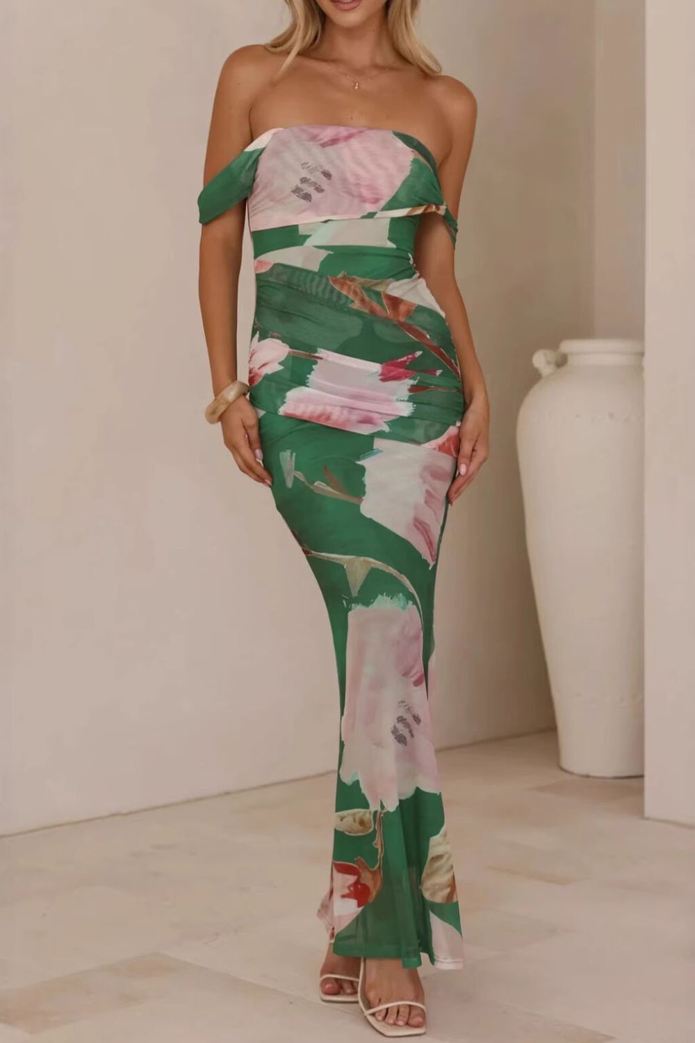 Floral Print One-Shoulder Ruched Maxi Dress - product image 9