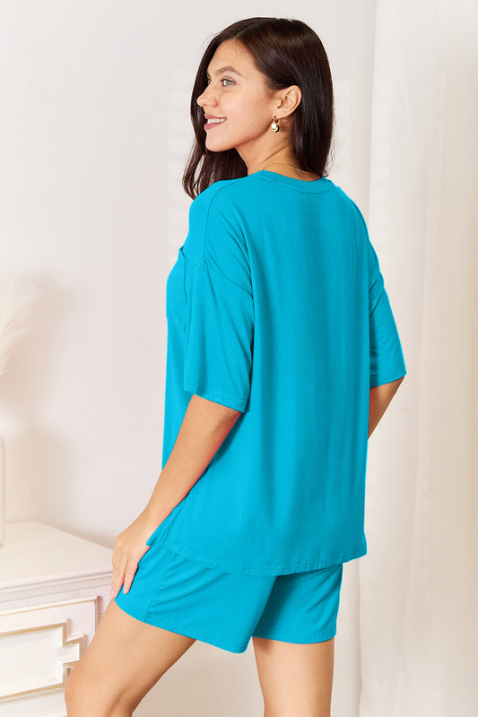 Basic Bae Full Size Soft Rayon Half Sleeve Top and Shorts Set view 2 - Shopiebay