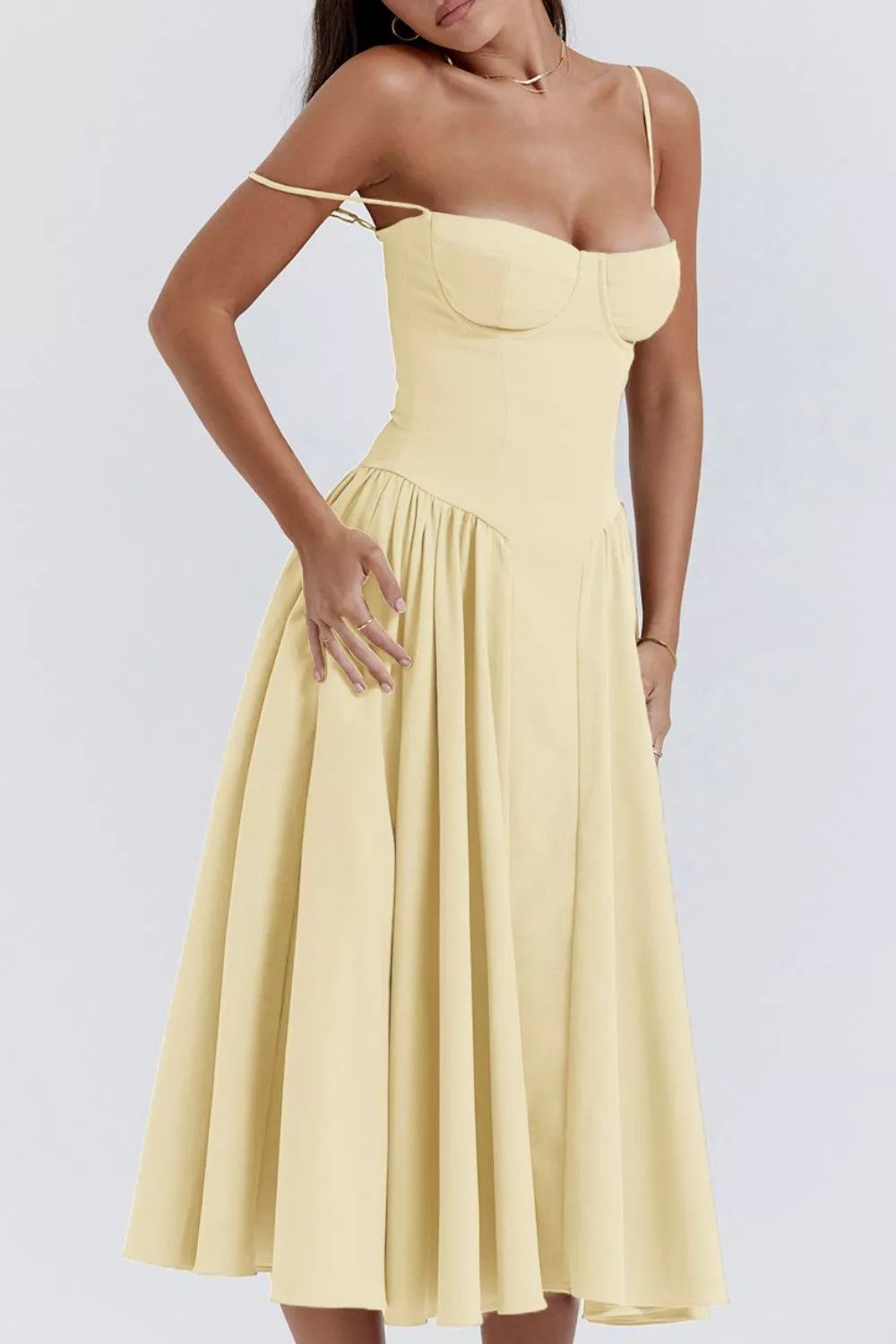 Sweetheart Neck Ruched Midi Dress view 5 - Shopiebay