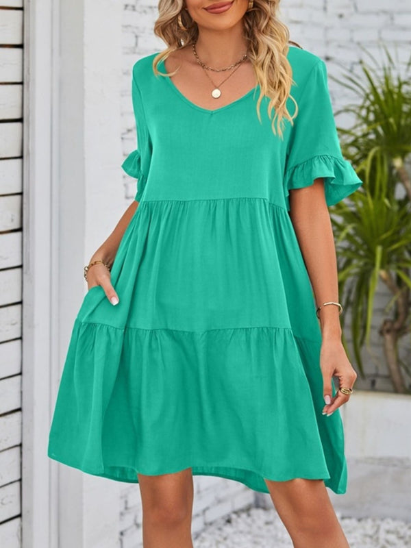 Ruffled Sleeve Tiered Mini Dress - product image 16