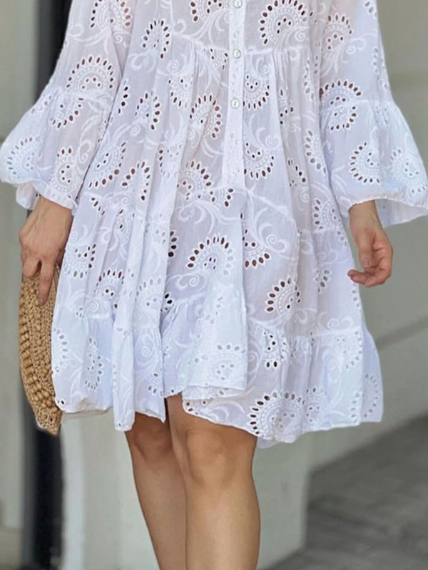 Eyelet Ruffled Hem Tiered Dress - product image 6