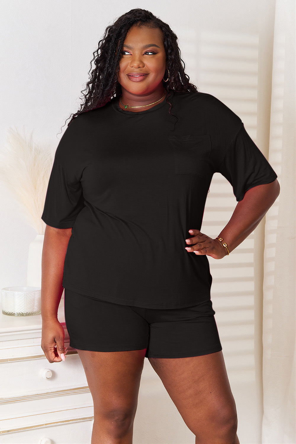 Basic Bae Full Size Soft Rayon Half Sleeve Top and Shorts Set view 7 - Shopiebay