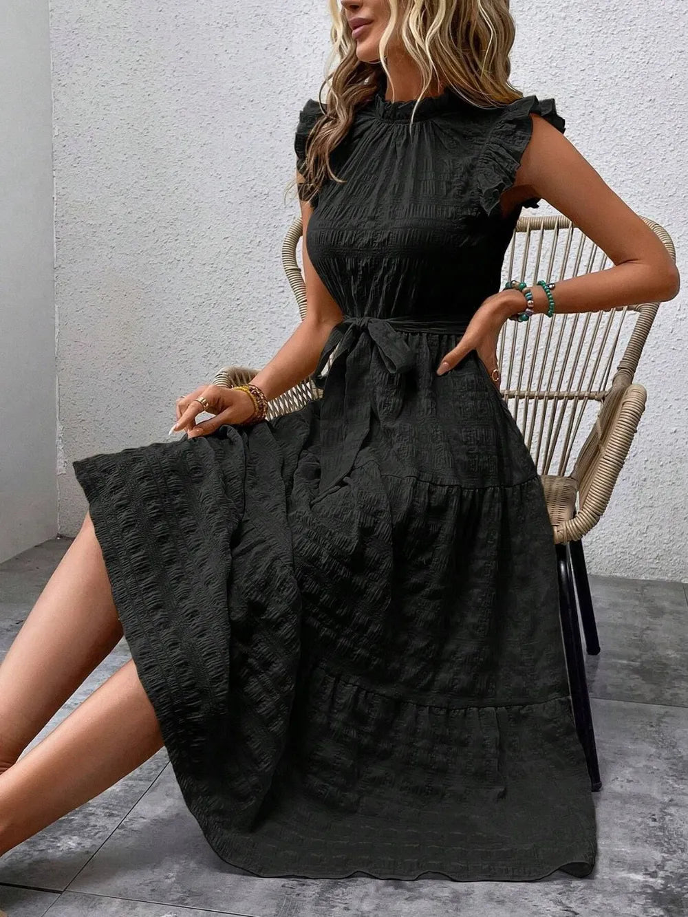 Tied Ruffled Cap Sleeve Midi Dress - product image 17