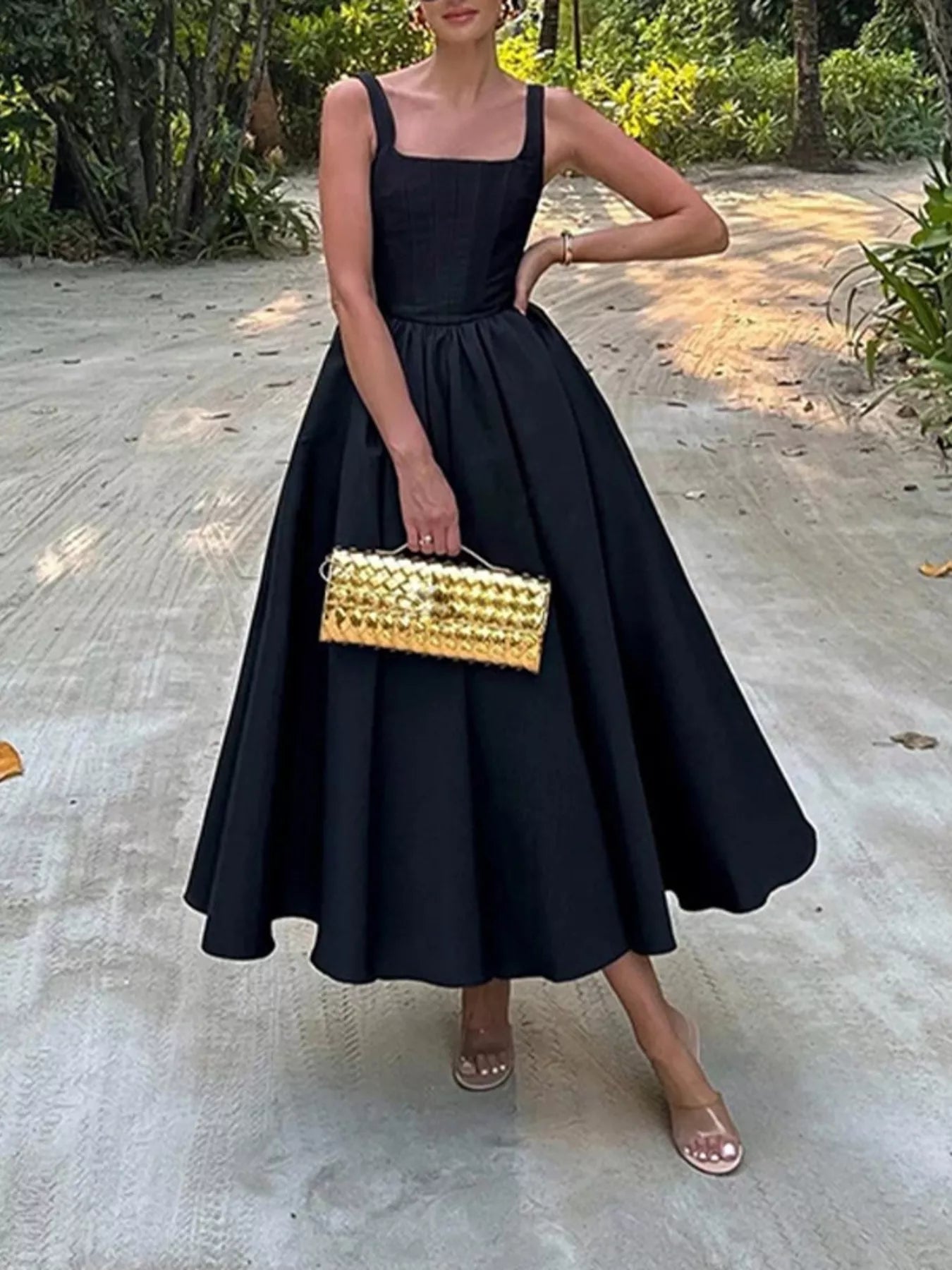 Square Neck A-Line Midi Dress Main image