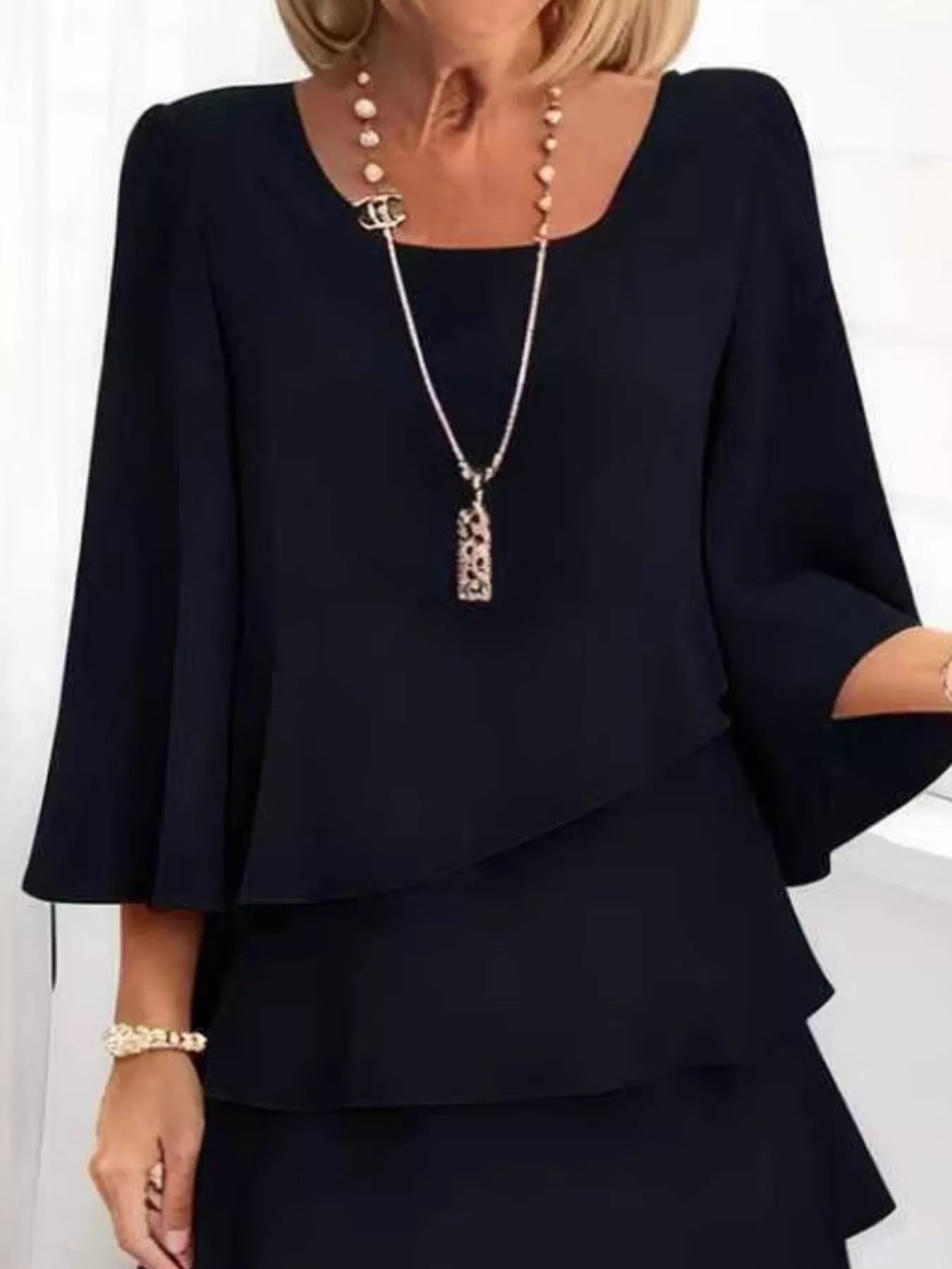 Ruffled Layered 3/4 Sleeve Dress - product image 8