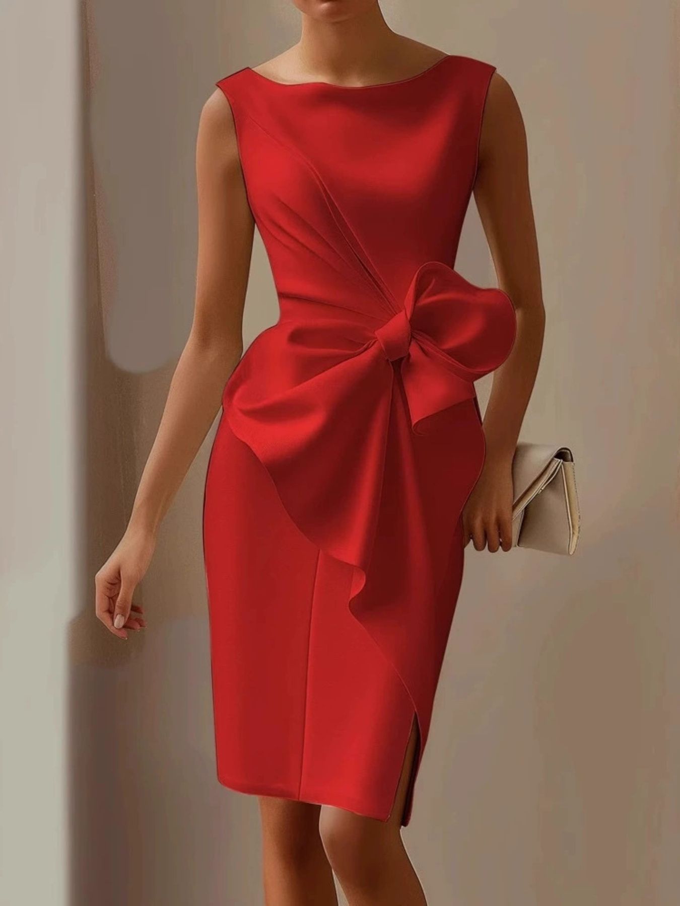 Full Size Bowknot Front Sleeveless Dress Plus Size view 6 - Shopiebay
