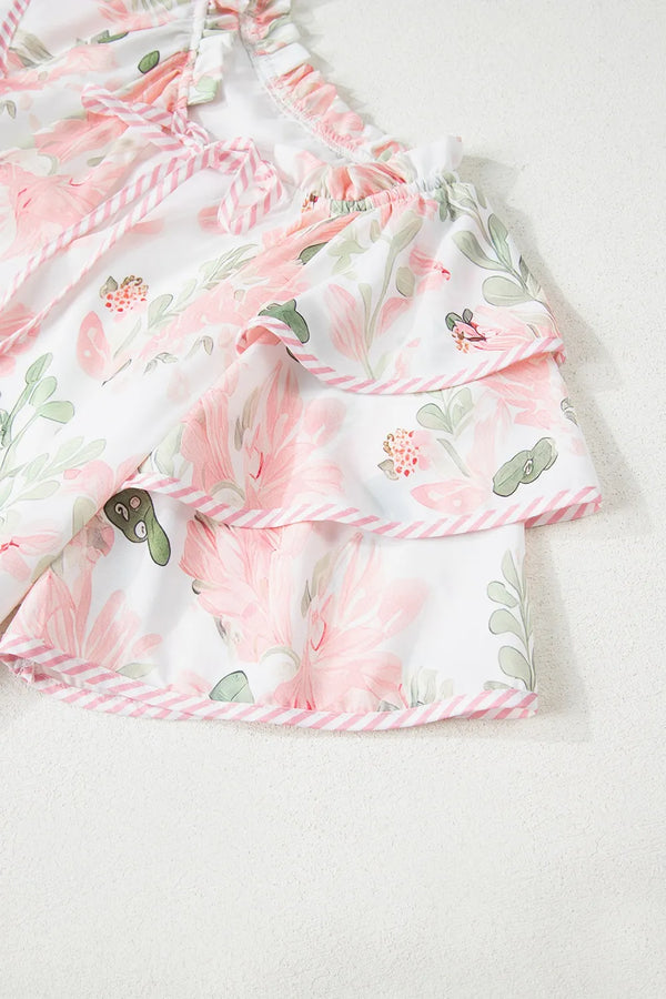 Floral Contrast Edge Layered Short Sleeve Mini Dress - product image 13