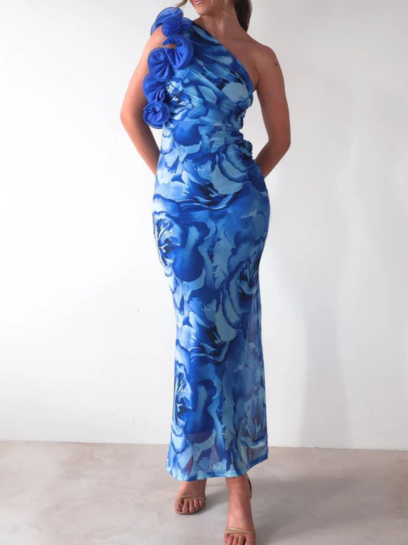 Floral Print One-Shoulder Maxi Dress Main image