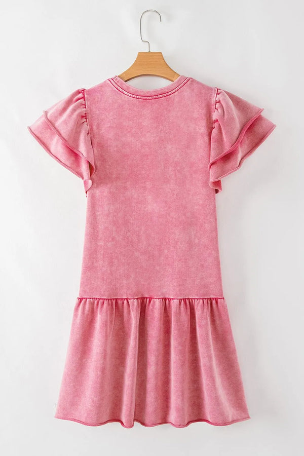 Mineral Wash Raw Edge Ruffle Mini Dress - product image 8