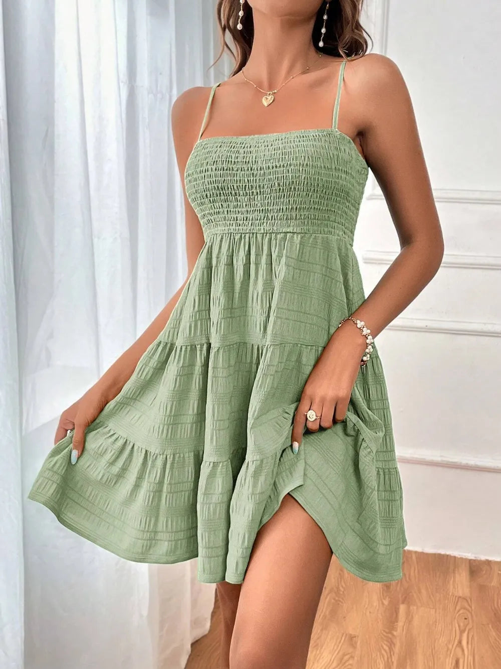 Smocked Tiered Sleeveless Mini Dress - product image 21