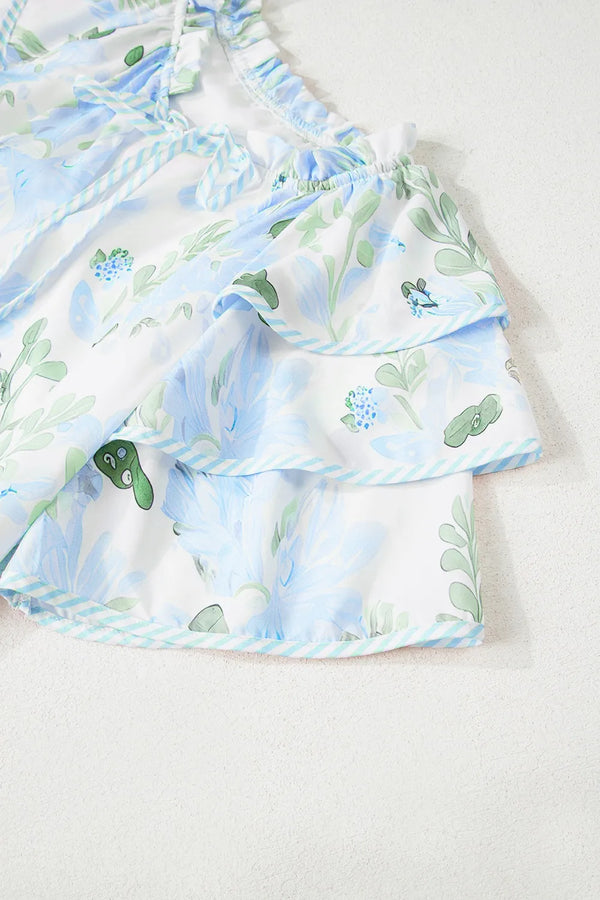 Floral Contrast Edge Layered Short Sleeve Mini Dress - product image 24