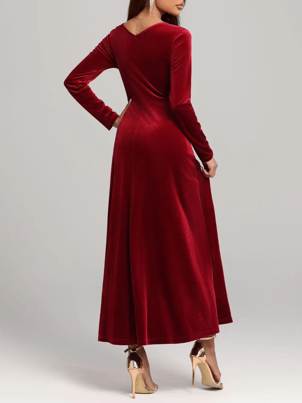 Square Neck Long Sleeve Velvet Dress - product image 2